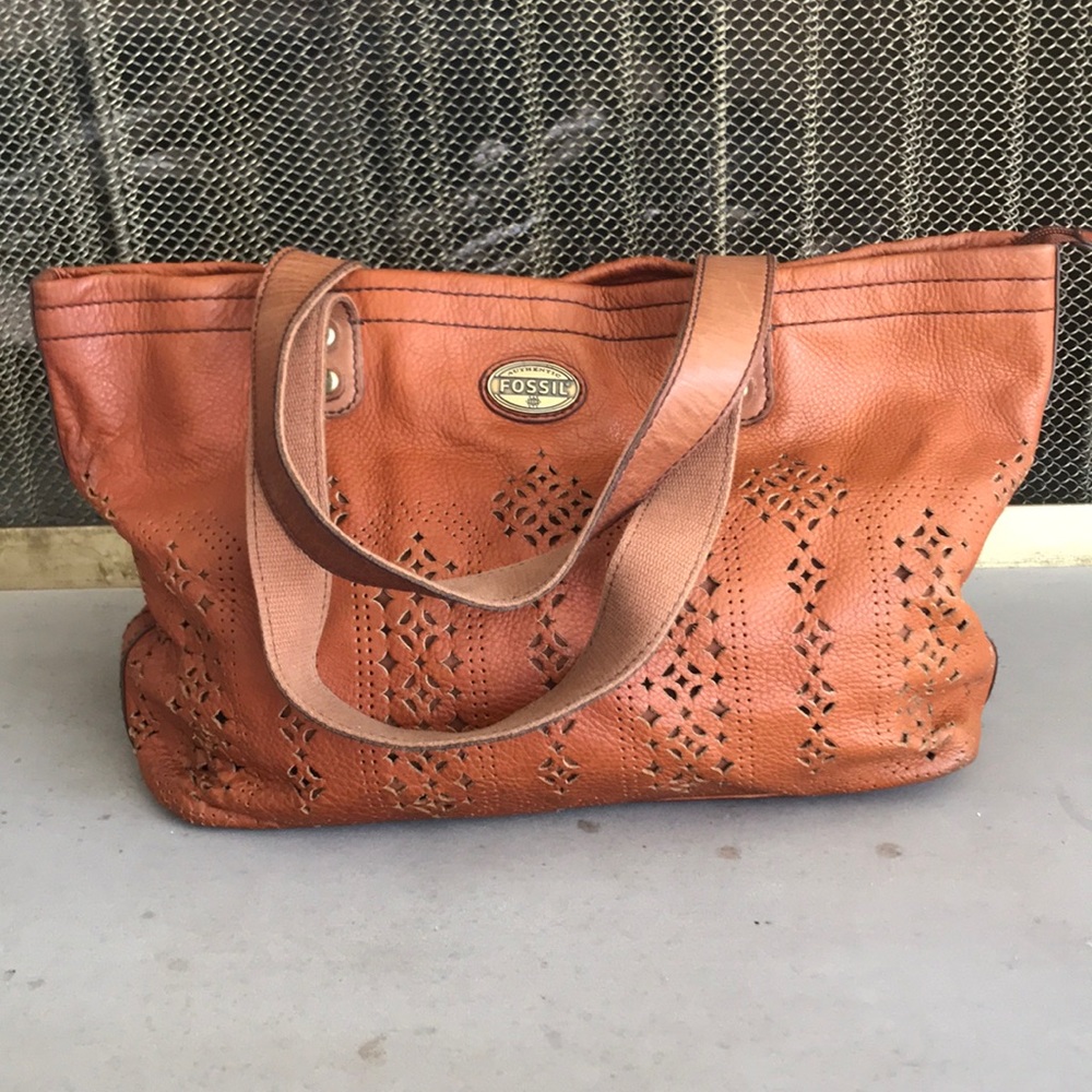 Fossil Saddle Leather Bag Tote Purse Pebbled